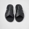 Leather Crisscross Slides