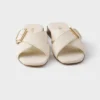 Leather Crisscross Slides with Buckle