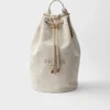 Linen Blend Drawstring Duffel Bag