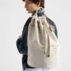 Linen Blend Drawstring Duffel Bag