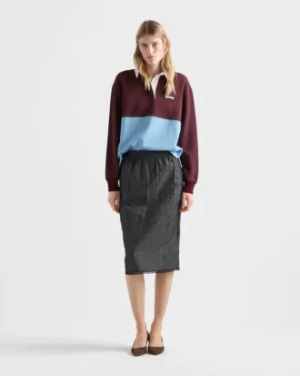 Long-Sleeved Cotton Fleece Polo Shirt