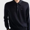 Long-Sleeved Superfine Wool Polo Sweater