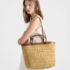 Medium Crochet and Leather Tote Bag