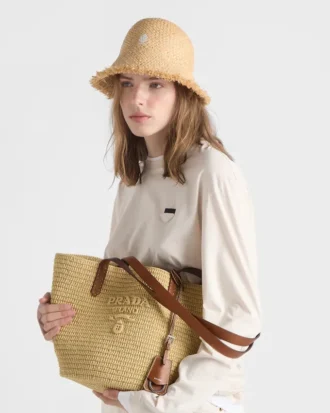 Medium Crochet and Leather Tote Bag