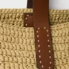 Medium Crochet and Leather Tote Bag