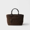 Medium Padded Re-Nylon and Leather Tote Bag