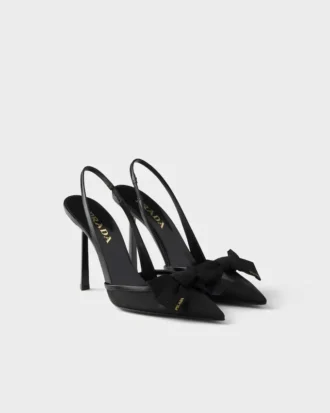 Mesh Fabric Slingback Pumps