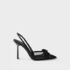 Mesh Fabric Slingback Pumps