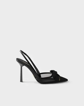 Mesh Fabric Slingback Pumps