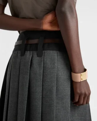 Metal and Saffiano Leather Bracelet