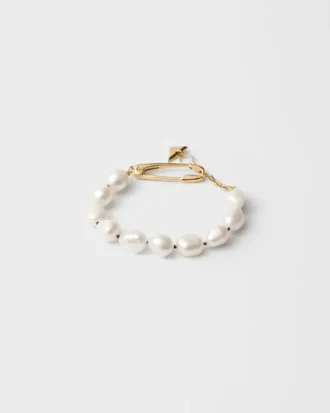 Metal Bracelet with Pearls