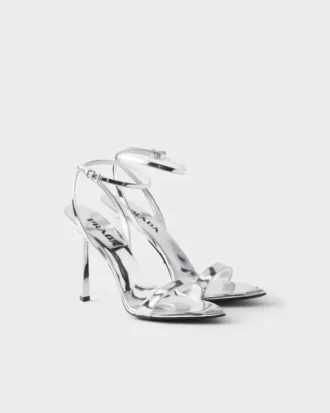 Metallic Leather High-Heeled Sandals