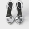 Metallic Leather High-Heeled Sandals