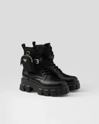 Monolith Leather and Re-Nylon Boots with Pouch