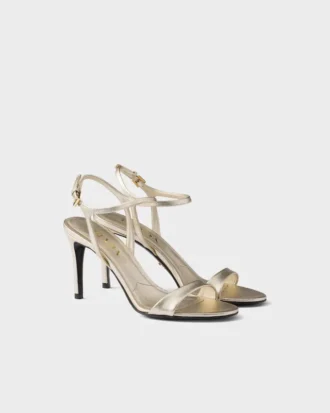 Patent Saffiano Leather Sandals