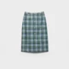 Plaid Cotton Pencil Skirt