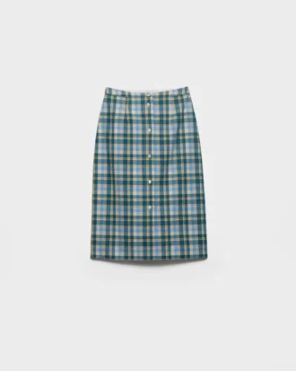 Plaid Cotton Pencil Skirt