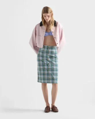 Plaid Cotton Pencil Skirt