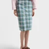 Plaid Cotton Pencil Skirt
