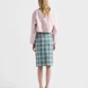 Plaid Cotton Pencil Skirt