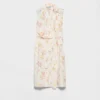 Pleated Floral-Print Poplin Dress