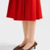 Pleated Gabardine Midi-Skirt