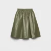 Pleated Nappa Leather Skirt