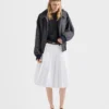 Pleated Poplin and Rush Stitch Skirt