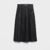 Pleated Wool Flannel Skirt