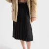 Pleated Wool Flannel Skirt