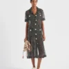 Polka-Dot Silk Chiffon Shirt Dress