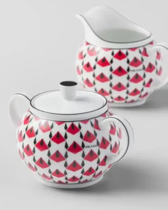Porcelain Milk Jug and Sugar Bowl Set – Vienna Red