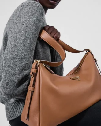 Prada Aimae Large Leather Shoulder Bag