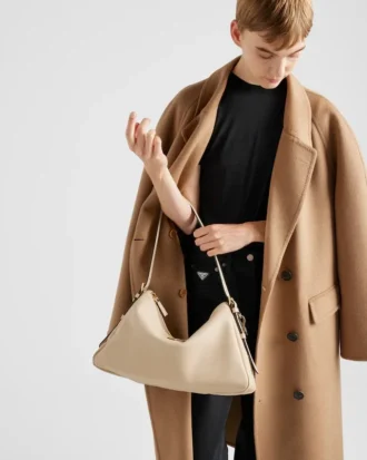 Prada Aimae Large Leather Shoulder Bag