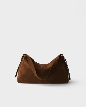 Prada Aimae Large Suede Shoulder Bag