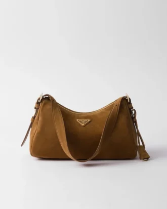Prada Aimae Medium Suede Shoulder Bag