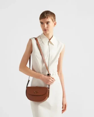 Prada Arqua Leather Shoulder Bag with Flap