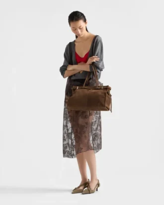 Prada Bonnie Large Nubuck Leather Handbag