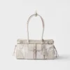 Prada Bonnie Medium Printed Linen and Leather Handbag