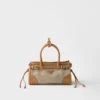 Prada Bonnie Small Linen and Leather Handbag