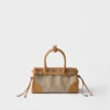 Prada Bonnie Small Linen and Leather Handbag