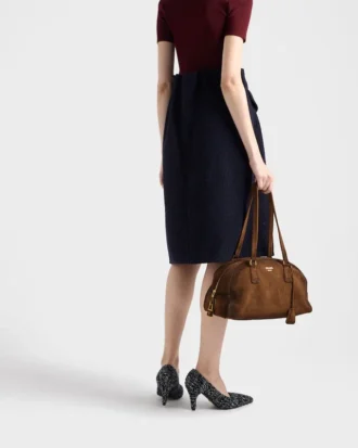 Prada Bowling Medium Suede Bag