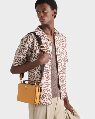 Prada Brique Medium Saffiano Leather Bag