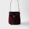 Prada Buckle Belted Suede Bucket Bag