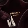Prada Buckle Belted Suede Bucket Bag