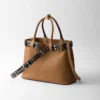 Prada Buckle Large Leather Bag with Studded Belt