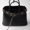 Prada Buckle Large Leather Bag with Studded Belt