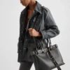 Prada Buckle Large Leather Bag with Studded Belt