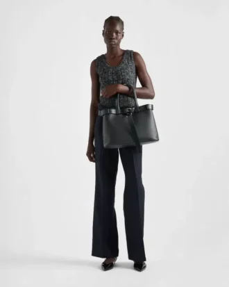 Prada Buckle Large Leather Handbag with Belt