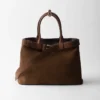 Prada Buckle Large Suede Bag with Belt